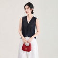 Wool Silk V-neck Solid White Gray Black Summer Women Sleeveless Female Girl Vest Cardigans