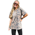 Loose Fashionable Camouflage Knitted Short Sleeve T-Shirt round Neck Workwear Style Polyester Casual Street Trend for Teens