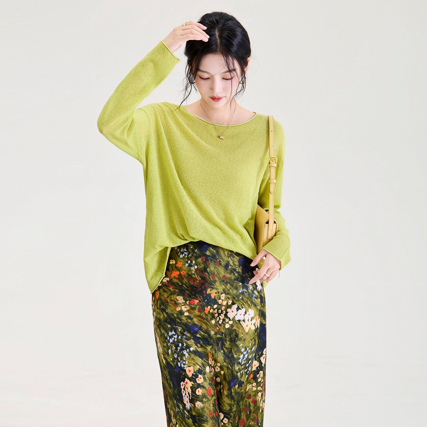 Loose Long Sleeve Knitted Wool Sweater 16 Needle Felted round Neck Cuffed Summer New Arrival Solid Color Comfortable Overhead