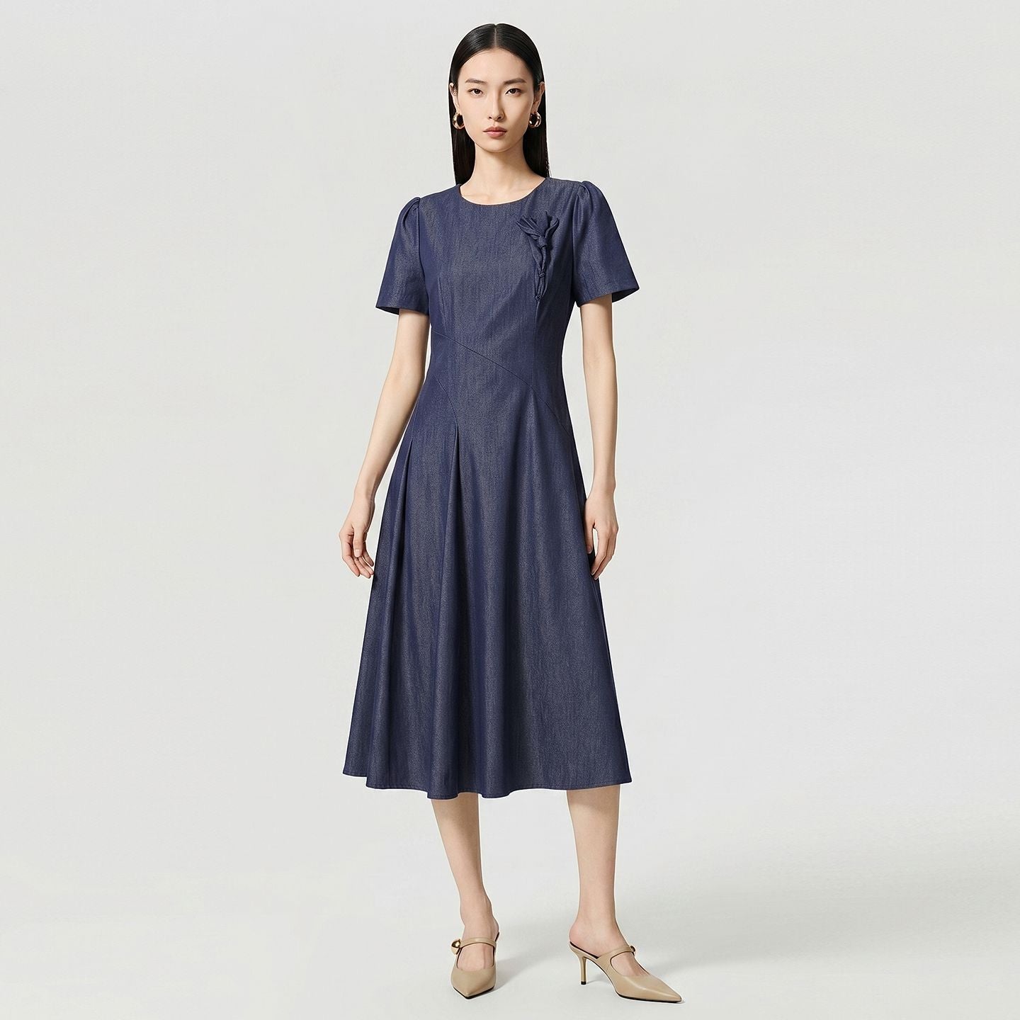Women Fashion Shirt Dress Summer Overalls Dress Elegant Short Sleeve OL Work Sundress Casual Solid Buttons Midi Robe