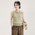 Skin-Friendly Soft Knitted Slim Fit Collar Vest Summer Fashionable Breathable Casual Color Top for Women