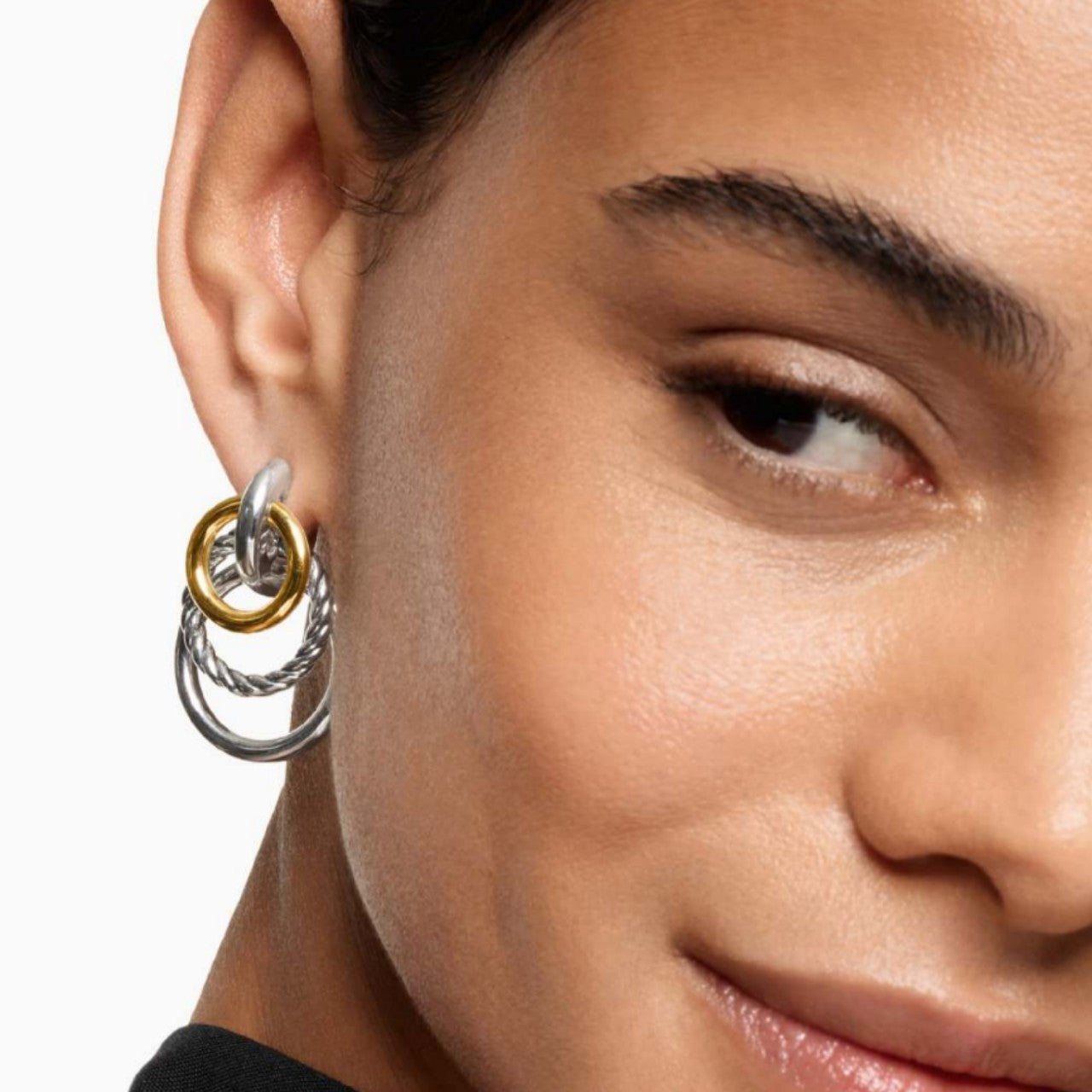 Creative Multi-layer Two-tone Stud Earrings for Women Twisted Circular Ring Hoop Huggie Earring Hypoallergenic Statement Jewelry