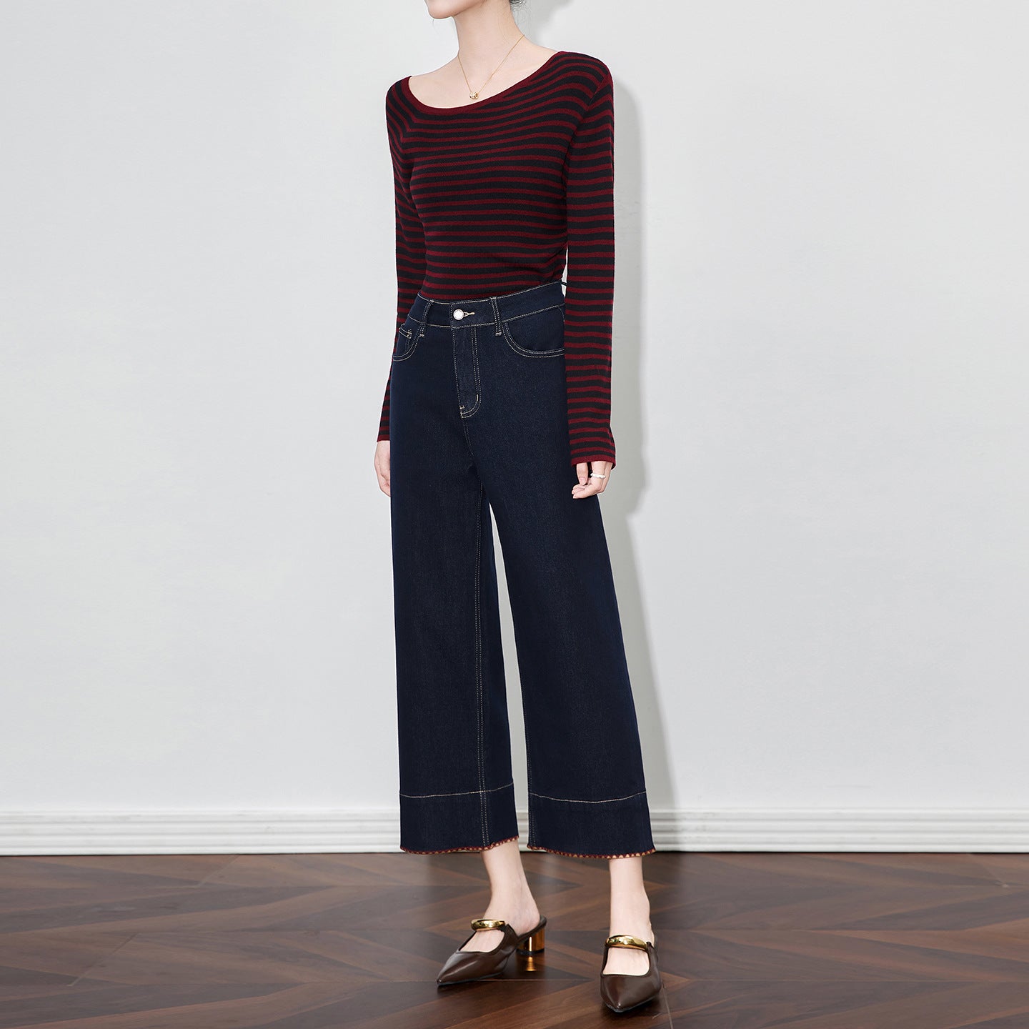 Retro High Waist Bell Bottom Denim Jeans Women's Spring Summer Loose Slim Wide Leg Hoof Pants Casual Style
