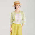 Silk Air Conditioner Shirt Women's Summer Thin Long Sleeve Striped Outerwear Sun Protection Top Casual Tee
