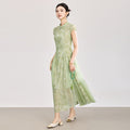 New Chinese Style Improved Mom's Dress Elegant High End Belly Covering Slimming Daily Wear Breathable Floral Print