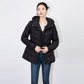 New Coat Women Short Hood Warm Female Outwear Elegent Knit Design Solid Color Side Drawstrings Women's Jacket