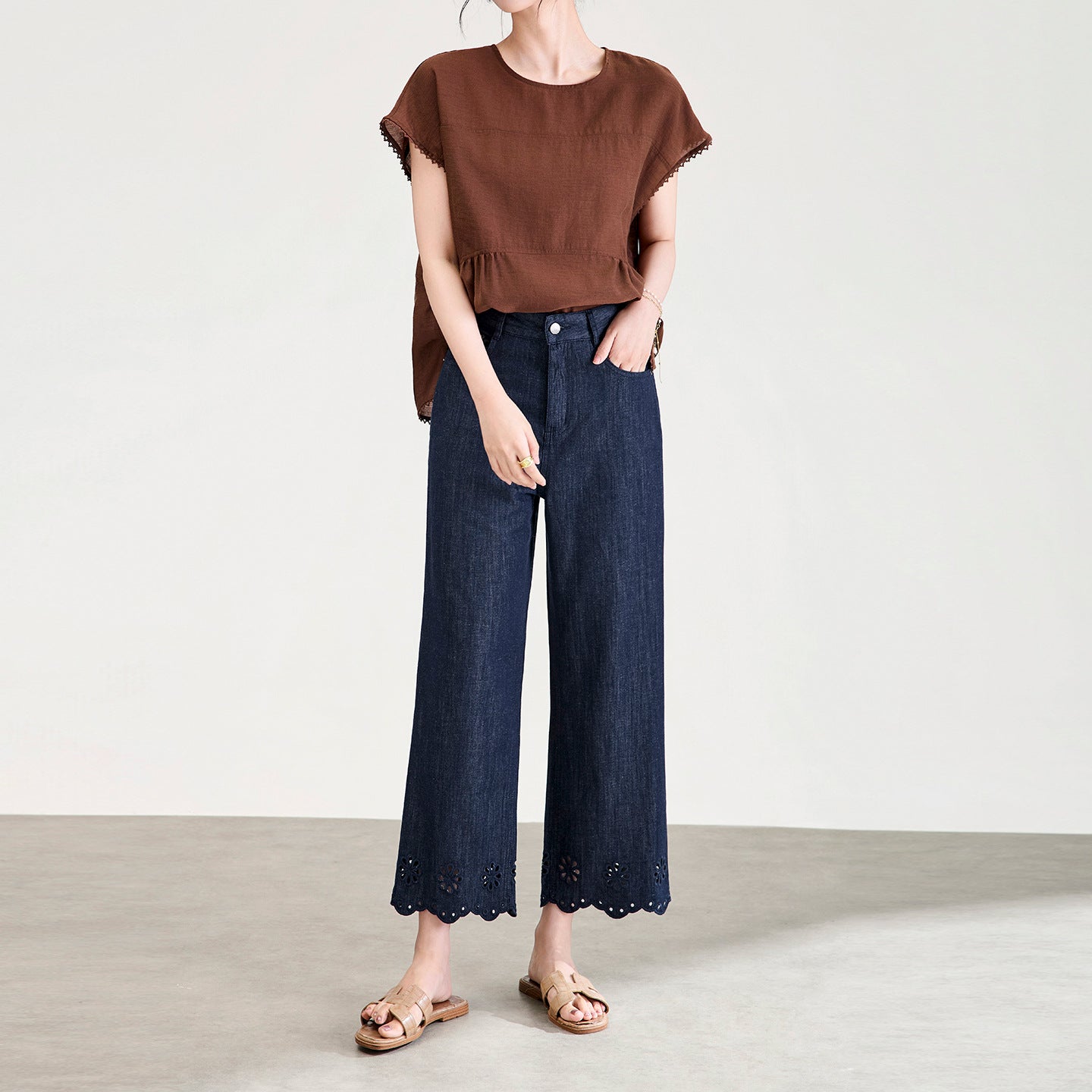 Lyocell Pants for Woman Embroidered Hollow Baggy Pants New in Wide Leg Trousers 2026 Women Clothes